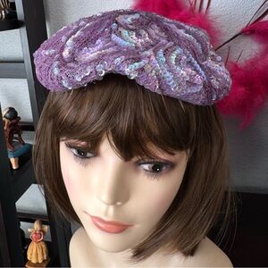 Vintage Purple Sequined Cocktail Beret